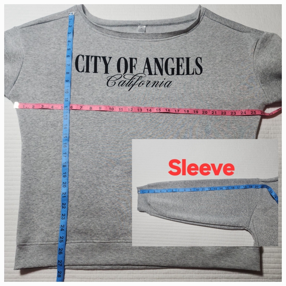Gray City Of Angels California Off The Shoulder Sweatshirt - Picture 6 of 10